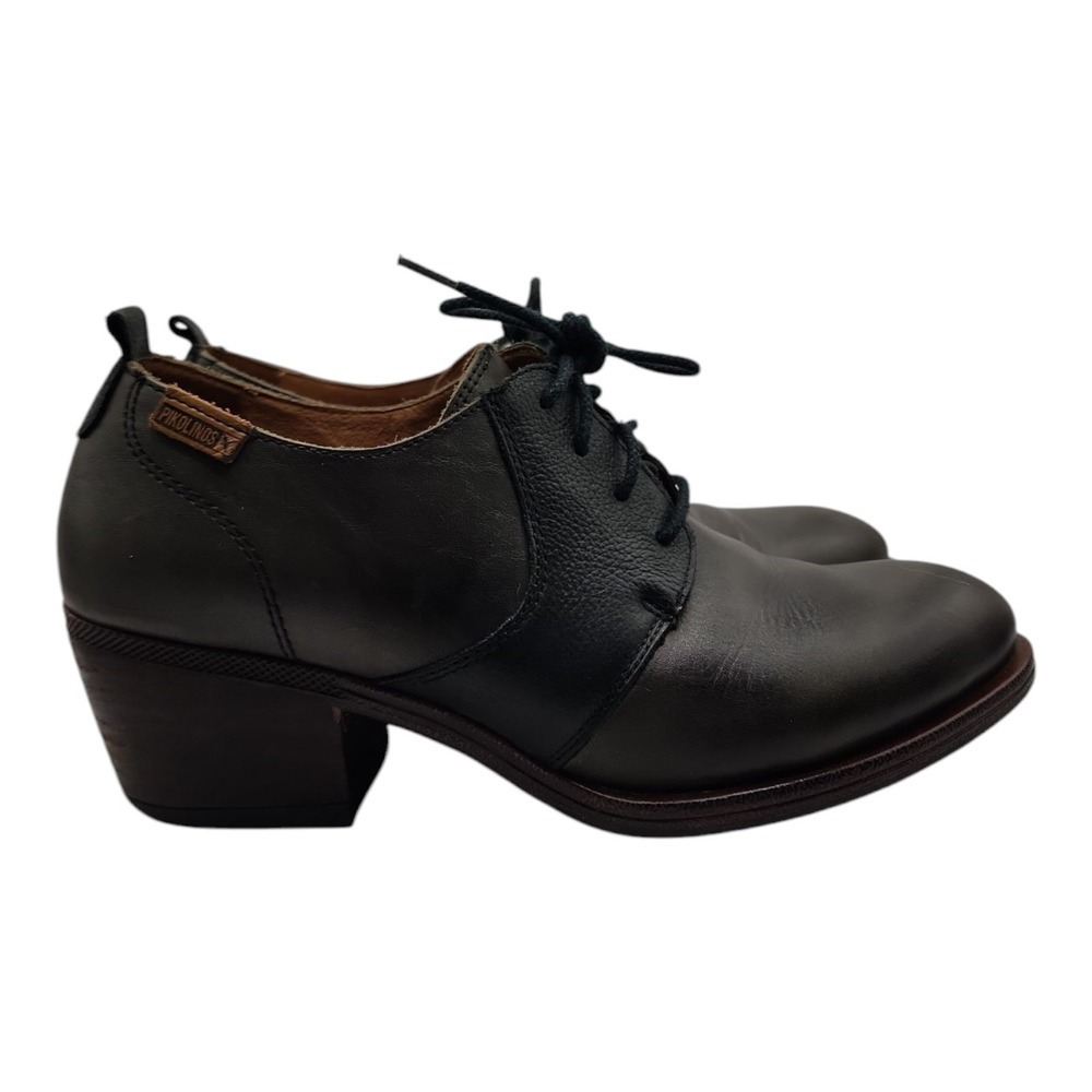 Pikolinos Gray Leather Oxford Heels Lace Up 6.5 Classic - Picture 3 of 12